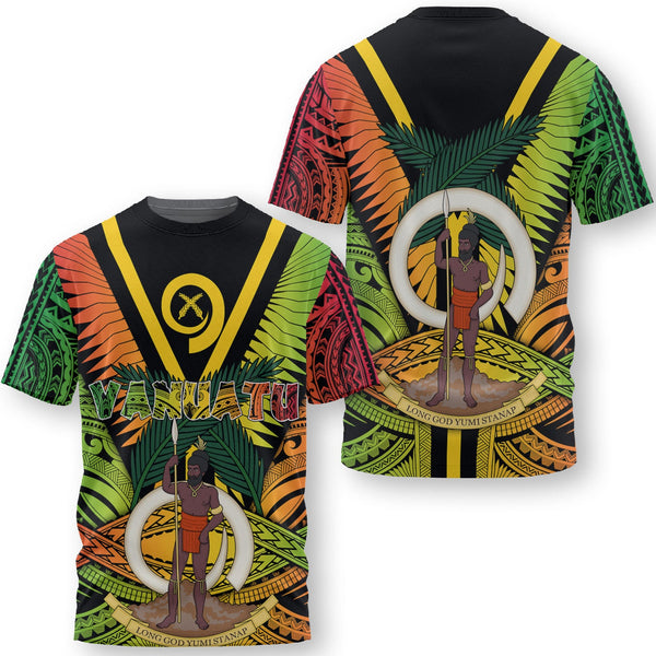 Vanuatu T Shirt Coat Of Arms Reggae Style