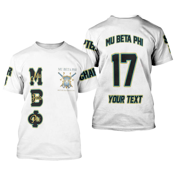 Fraternity T Shirt - Personalized Mu Beta Phi T Shirt Original White Style