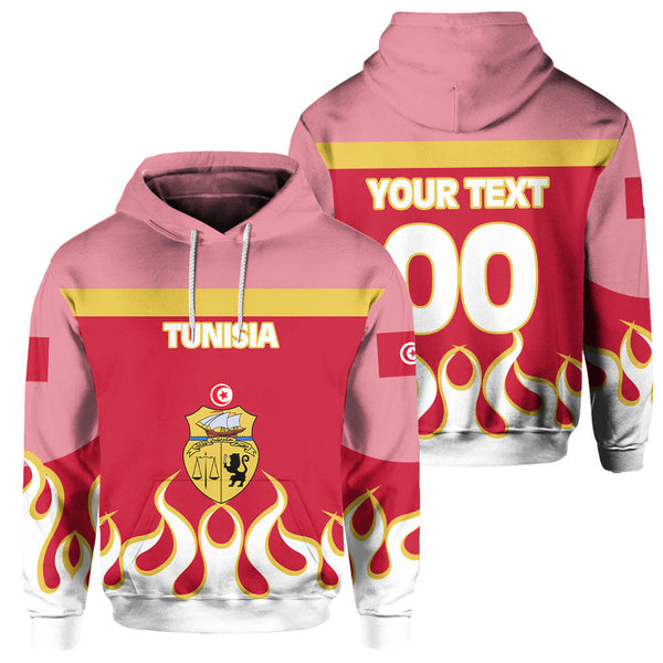 Tunisia Hoodie Flag & Coat Of Arms Fire Hockey Style