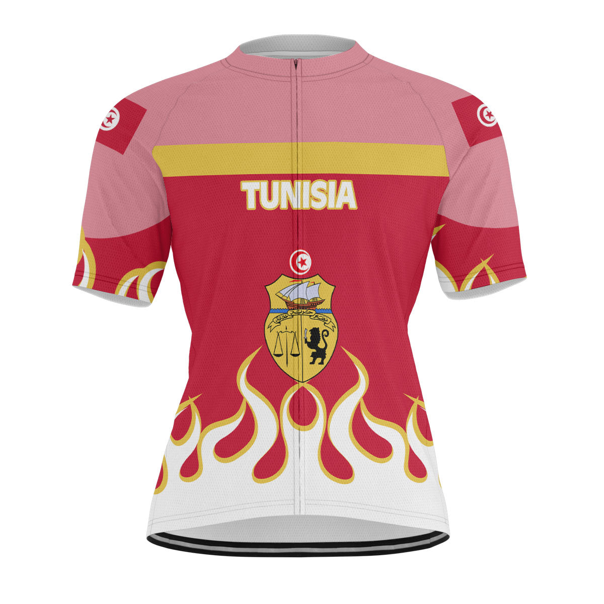 Tunisia Men's Cycling Jersey Flag & Coat Of Arms Fire Hockey Style