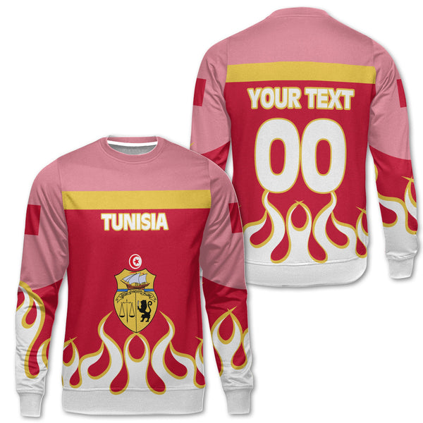 Tunisia Sweatshirt Flag & Coat Of Arms Fire Hockey Style