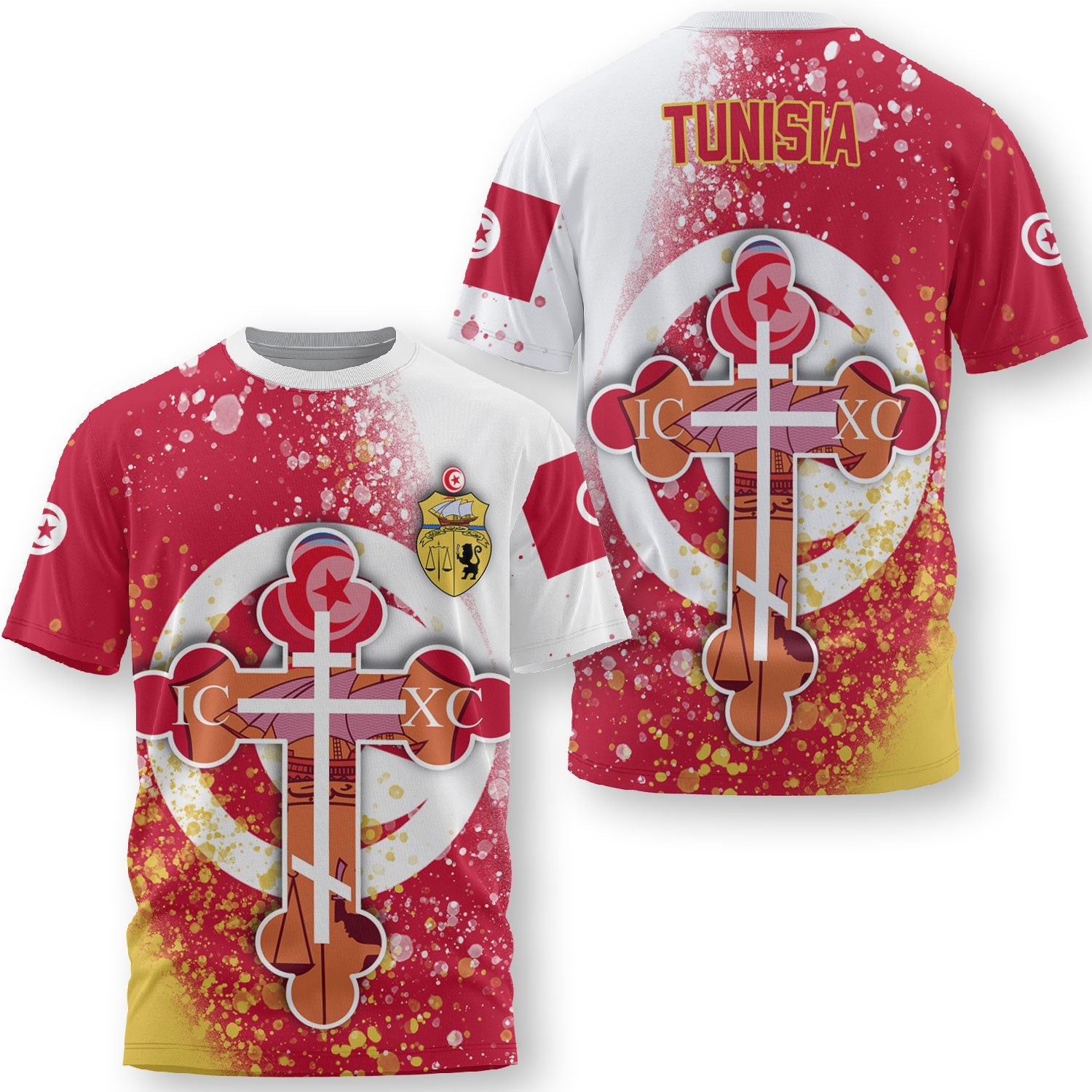 Tunisia T Shirt Flag & Coat Of Arms Orthodox Style