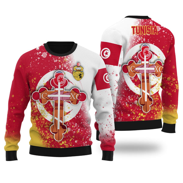 Tunisia Ugly Sweater Flag & Coat Of Arms Orthodox Style