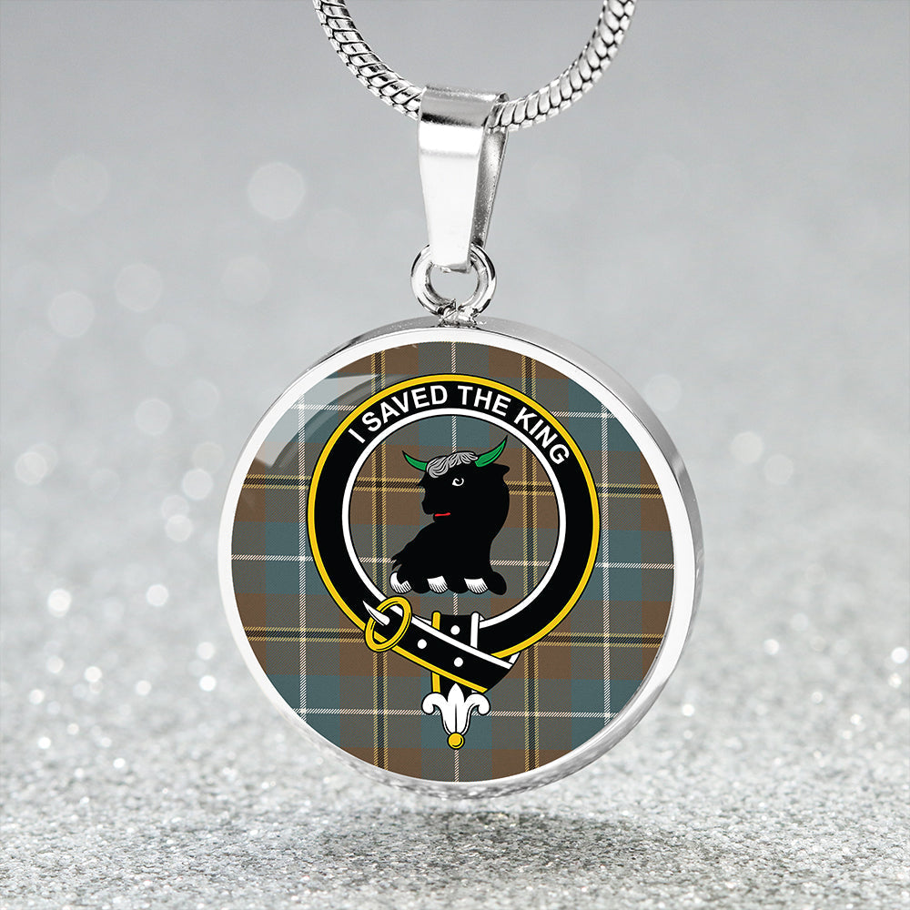 Scottish Tartan Turnbull Hunting Weathered Clan Circle Necklace Classic Style