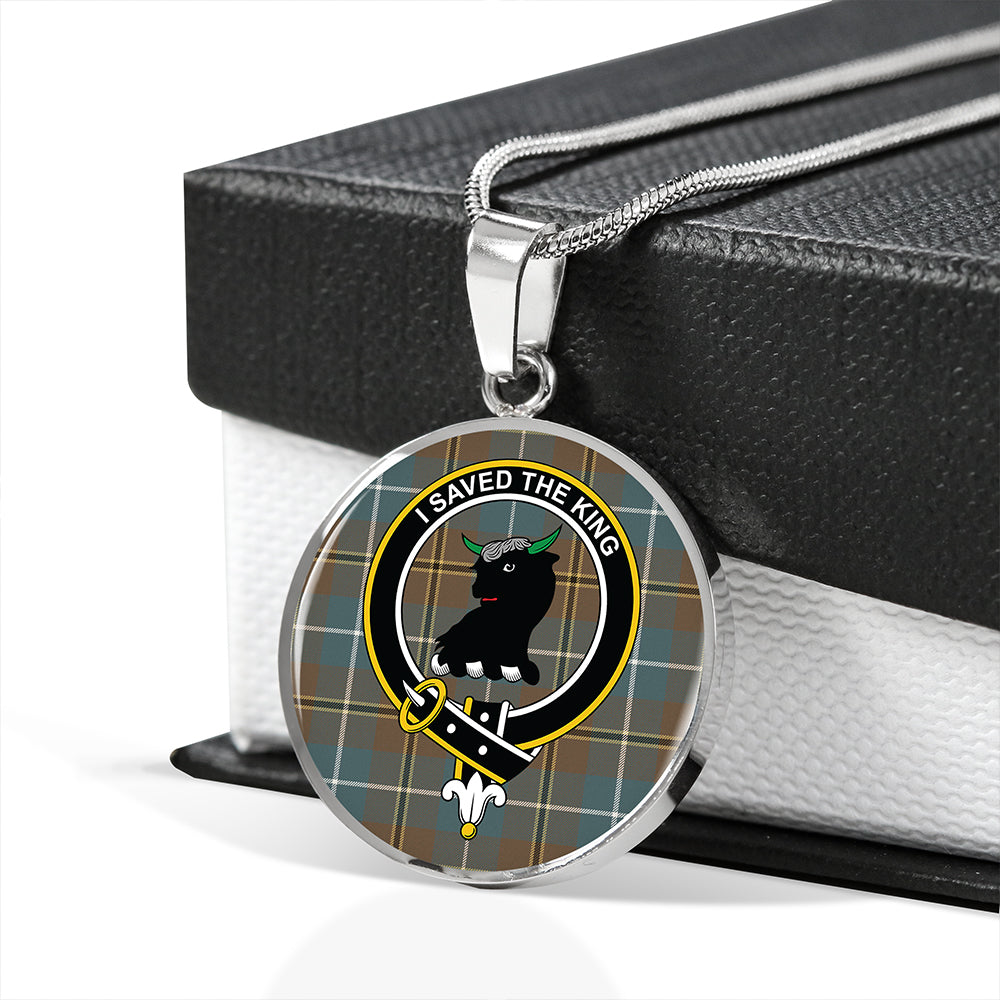 Scottish Tartan Turnbull Hunting Weathered Clan Circle Necklace Classic Style