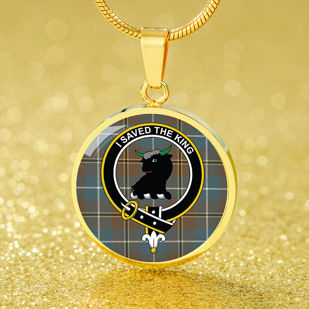 Scottish Tartan Turnbull Hunting Weathered Clan Circle Necklace Classic Style