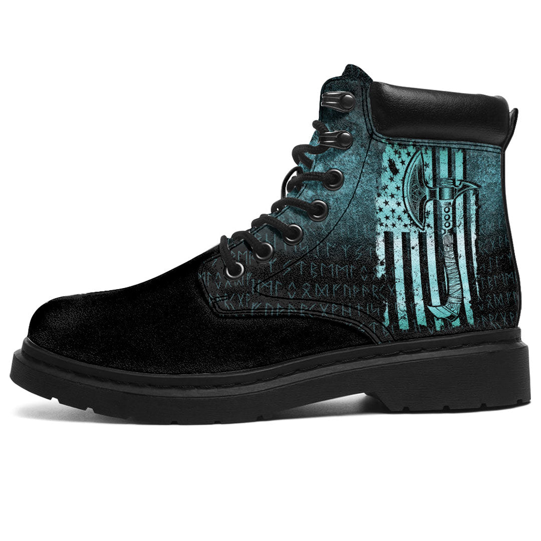 Viking All Season Boots USA Flag Viking Cool American Norsemen Cyan