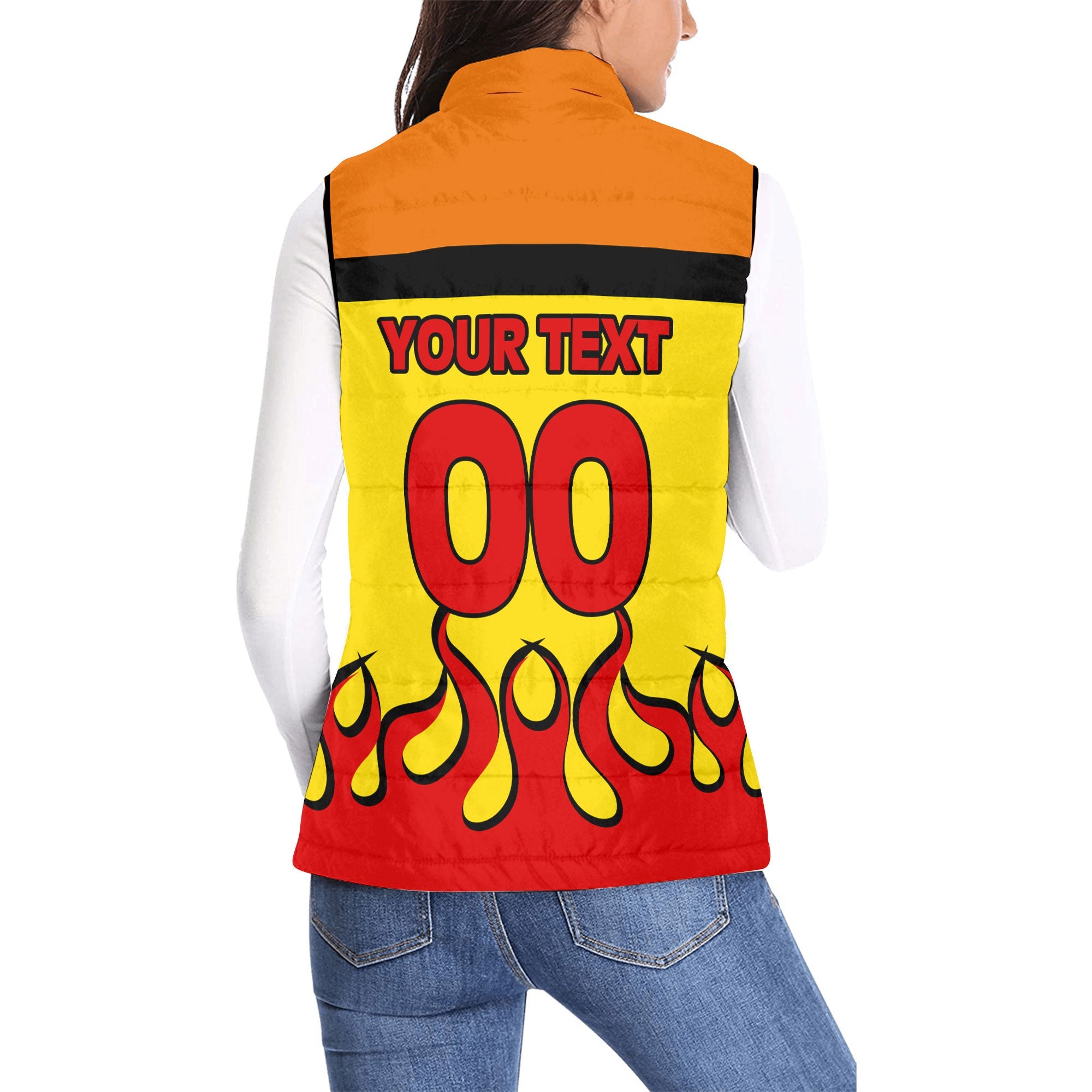 Uganda Women Padded Jacket Vest Flag & Coat Of Arms Fire Hockey Style