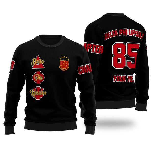 Fraternity Sweater - Personalized Delta Phi Upsilon Wool Ugly Sweater Original Dark Style