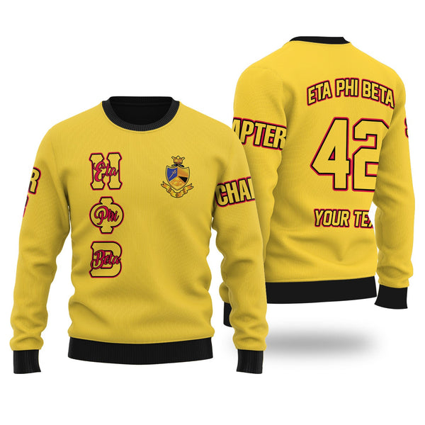 Sorority Sweater - Personalized Eta Phi Beta Wool Ugly Sweater Original Yellow Style