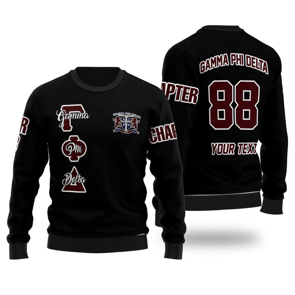 Fraternity Sweater - Personalized Gamma Phi Delta Christian Wool Ugly Sweater Original Dark Style