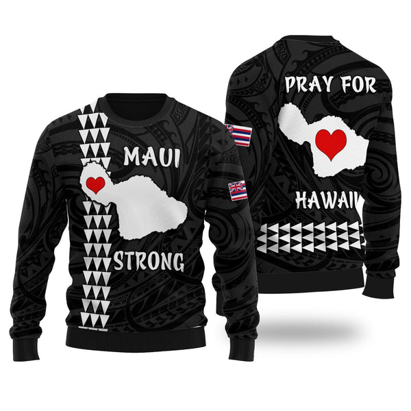 Pray For Hawaii Wool Ugly Sweater Polynesian Maui Be Strong - LH1