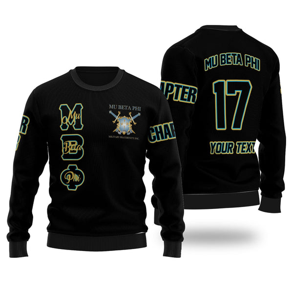 Fraternity Sweater - Personalized Mu Beta Phi Wool Ugly Sweater Original Black Style