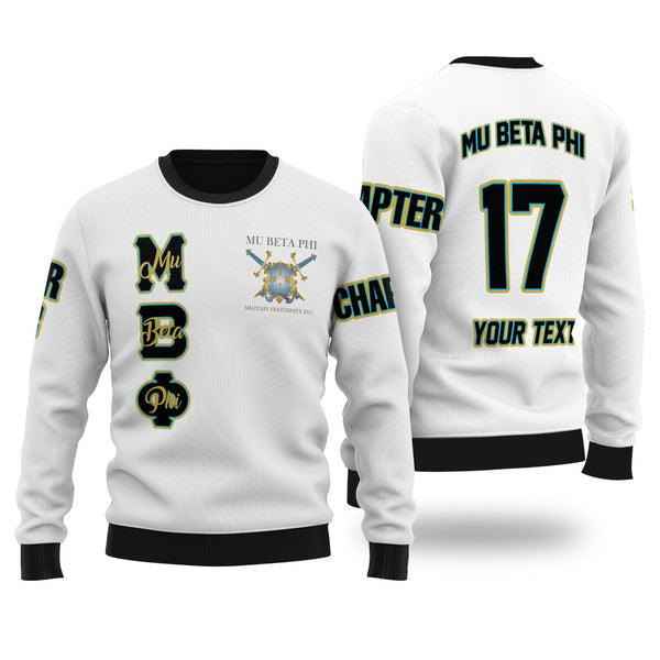 Fraternity Sweater - Personalized Mu Beta Phi Wool Ugly Sweater Original White Style