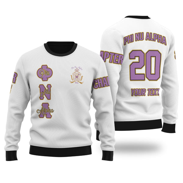 Sorority Sweater - Personalized Phi Nu Alpha Wool Ugly Sweater Original White Style