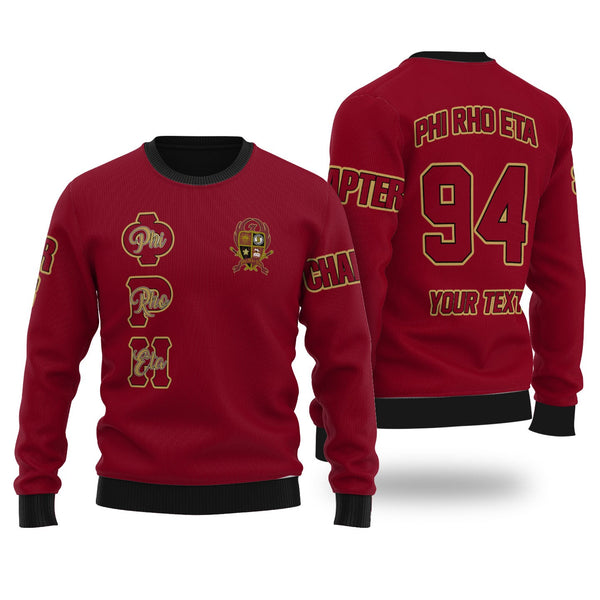 Fraternity Sweater - Personalized Phi Rho Eta Wool Ugly Sweater Original Maroon Style