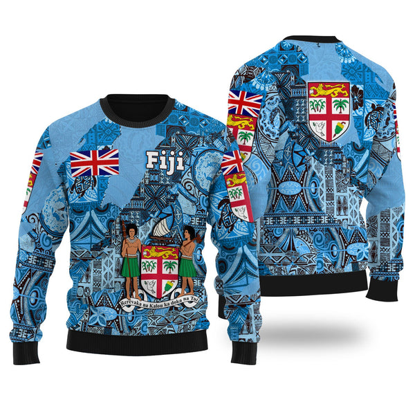 Fiji Flag & Coat Of Arms Wool Ugly Sweater