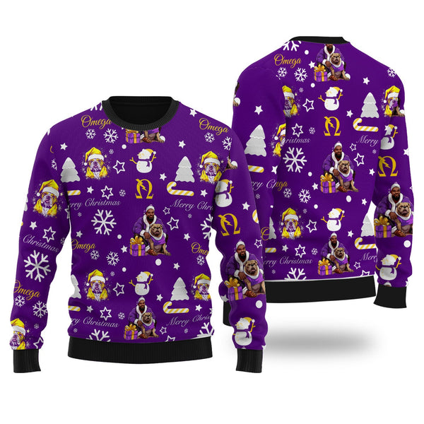 Fraternity Sweater - OPP Christmas Wool Ugly Sweater Bulldog Purple Pattern Style