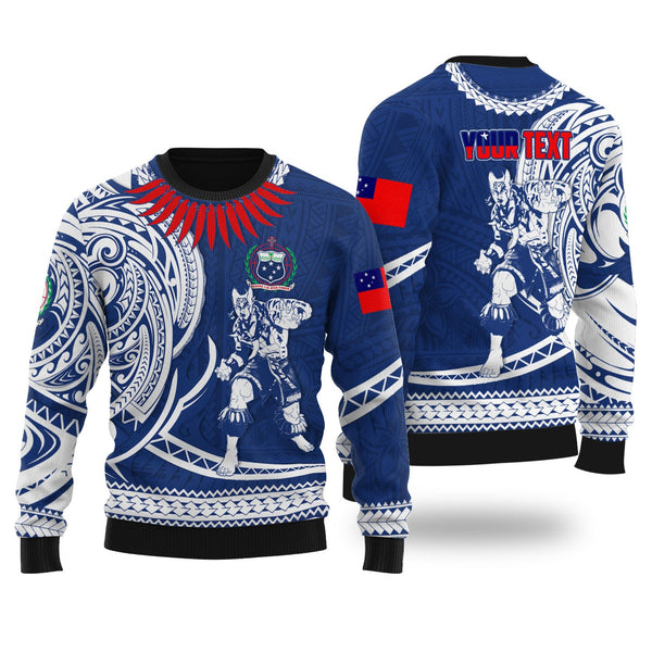 Custom Samoa Wool Ugly Sweater Warrior Ula Nifo Style