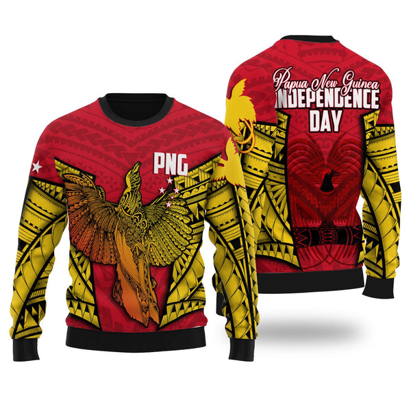 Papua New Guinea Independence Day Wool Ugly Sweater Raggiana Bird of Paradise Style