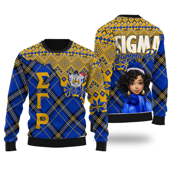 Sorority Sweater - Christmas Sigma Gamma Rho Girl Wool Ugly Sweater Plaid Background Style