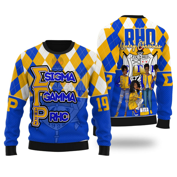 Sorority Sweater - Christmas Sigma Gamma Rho Girl Wool Ugly Sweater Rhombus Pattern Style