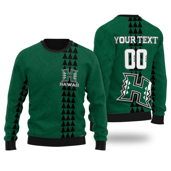 Custom Hawaii Rainbow Warriors Rugby Wool Ugly Sweater