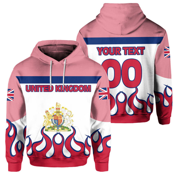 United Kingdom Hoodie Flag & Coat Of Arms Fire Hockey Style