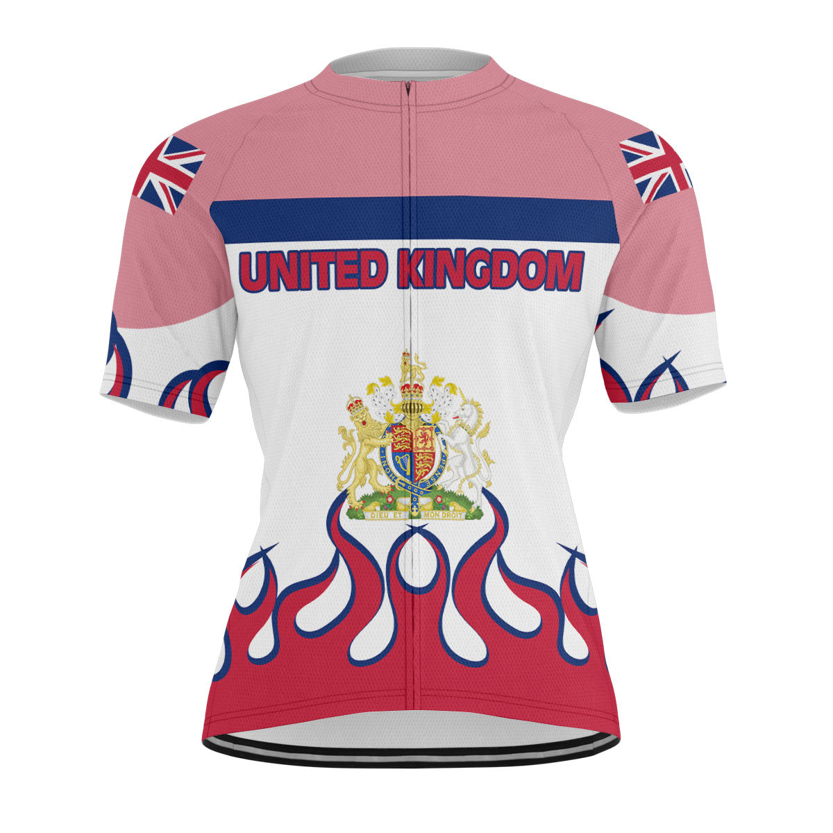 United Kingdom Men's Cycling Jersey Flag & Coat Of Arms Fire Hockey Style