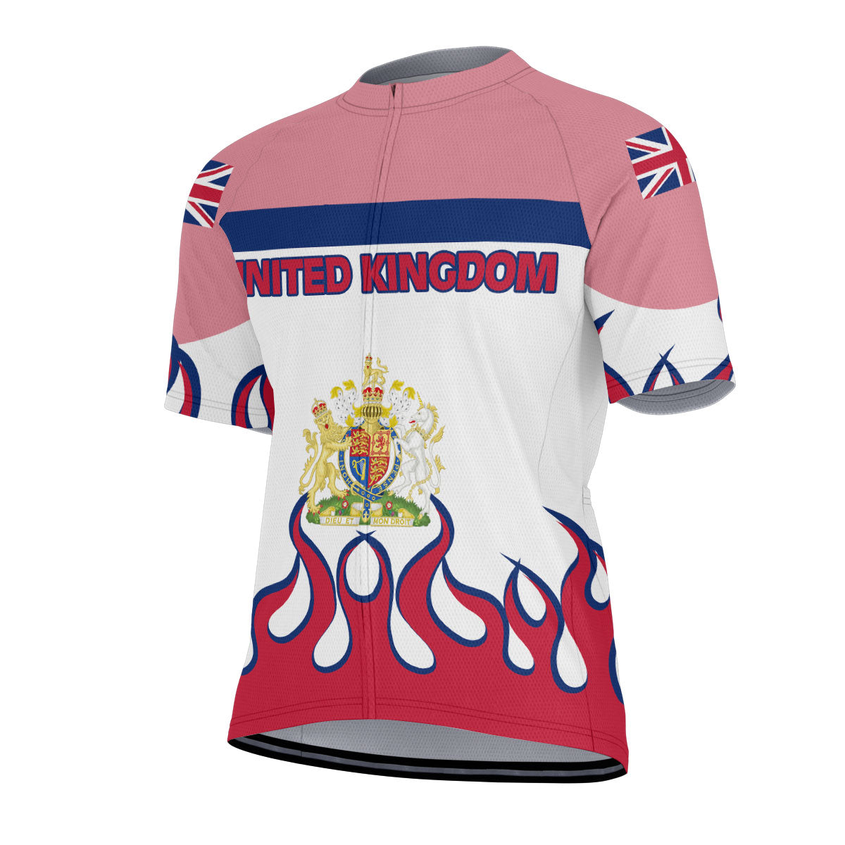 United Kingdom Men's Cycling Jersey Flag & Coat Of Arms Fire Hockey Style