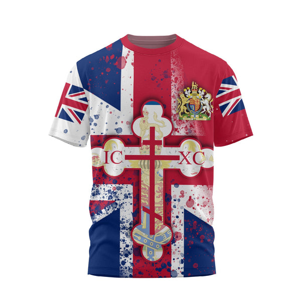 United Kingdom T Shirt Flag & Coat Of Arms Orthodox Style