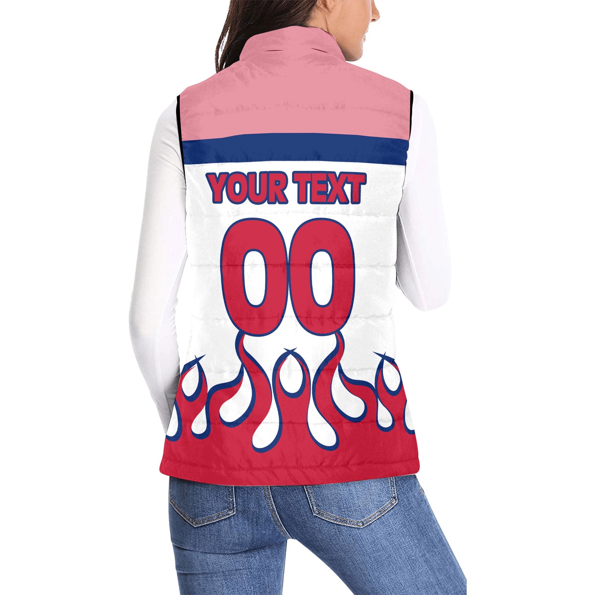 United Kingdom Women Padded Jacket Vest Flag & Coat Of Arms Fire Hockey Style