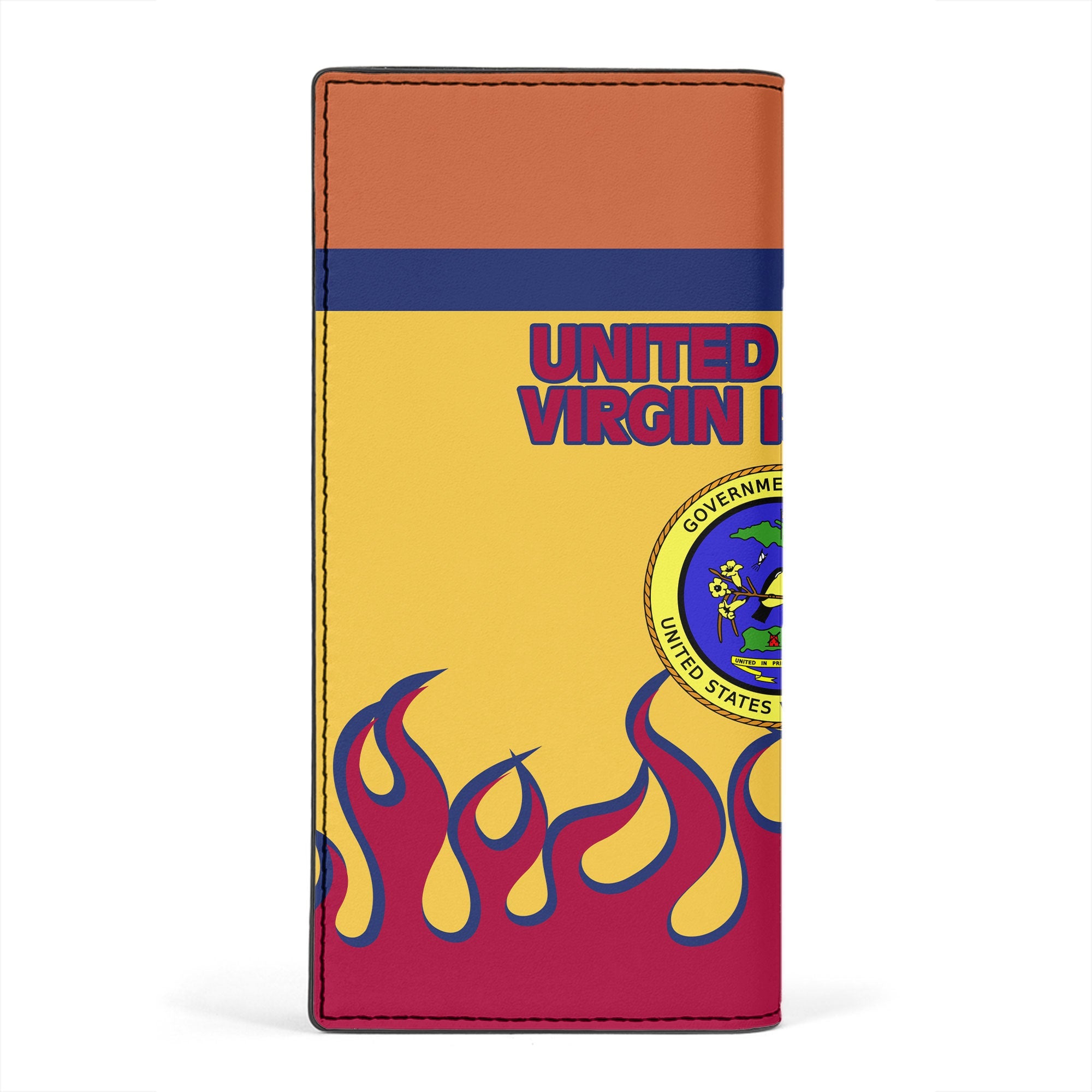 United States Virgin Islands Leather Wallet Flag & Coat Of Arms Fire Hockey Style