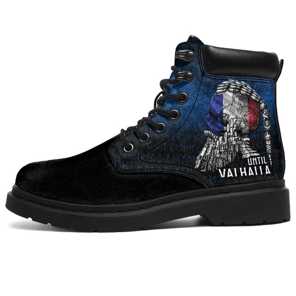 Viking All Season Boots Until Valhalla Viking Skull French FLag