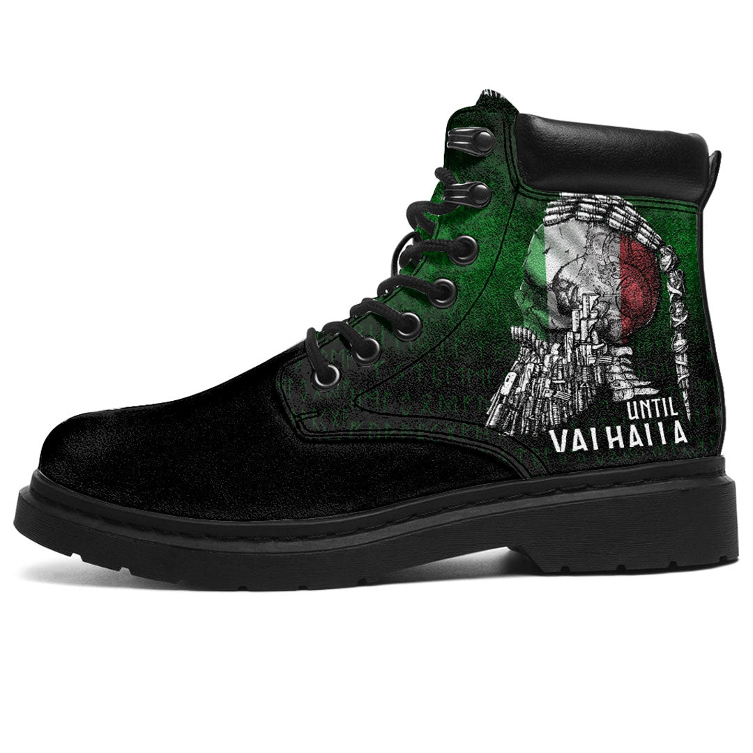 Viking All Season Boots Until Valhalla Viking Skull Italian FLag