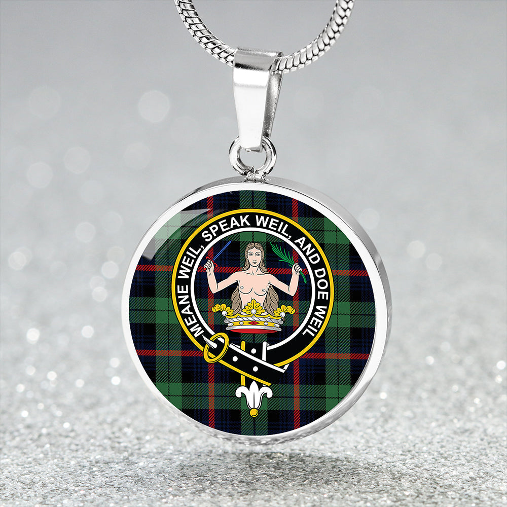 Scottish Tartan Urquhart Broad Red Modern Clan Circle Necklace Classic Style