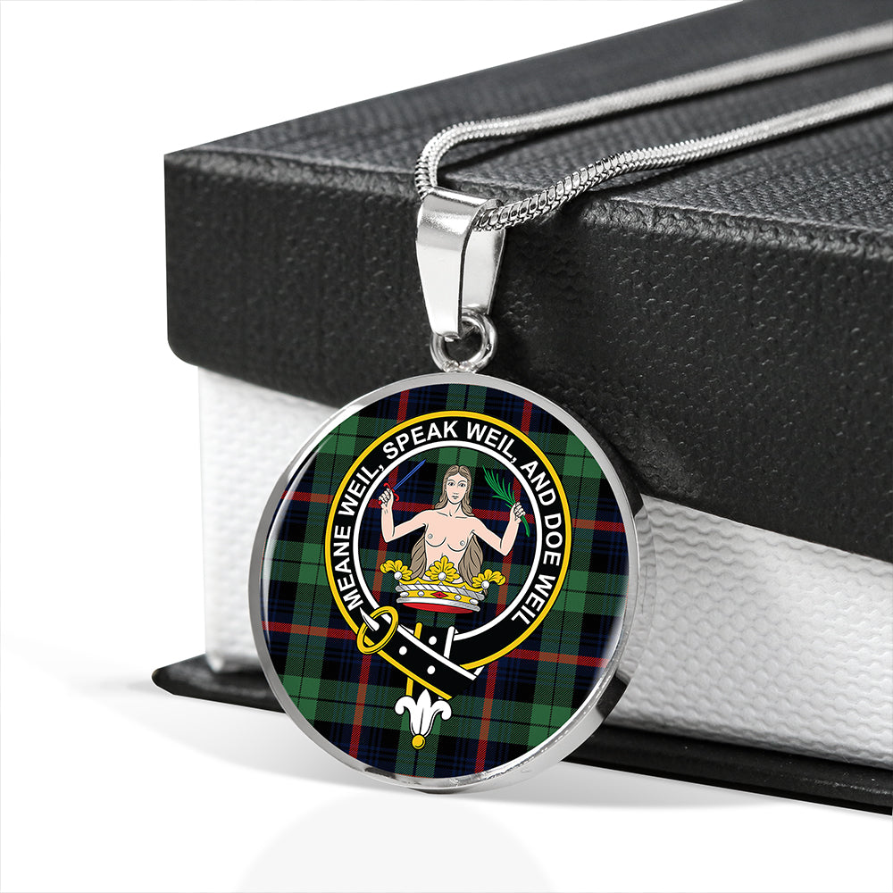 Scottish Tartan Urquhart Broad Red Modern Clan Circle Necklace Classic Style
