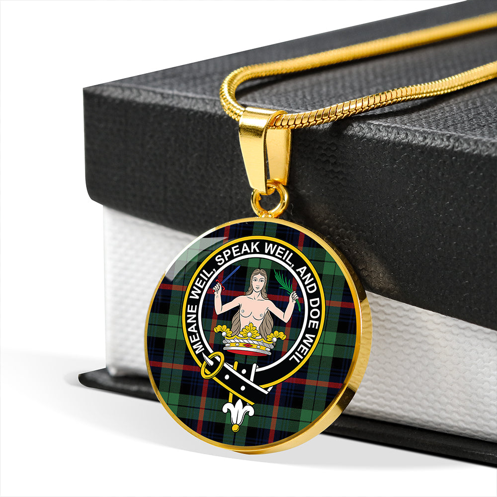 Scottish Tartan Urquhart Broad Red Modern Clan Circle Necklace Classic Style