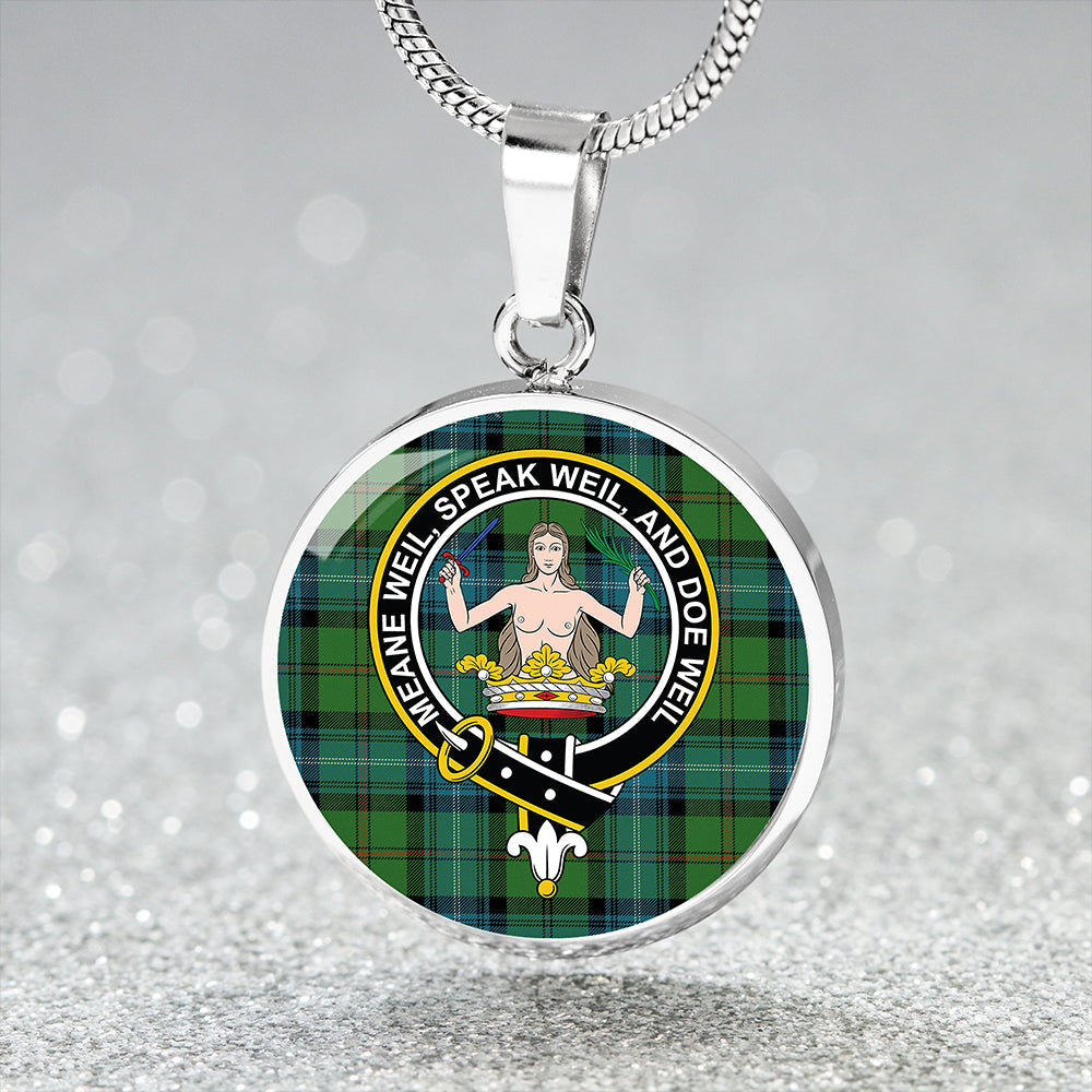 Scottish Tartan Urquhart White Lines (Urquhart Ancient) Ancient Clan Circle Necklace Classic Style