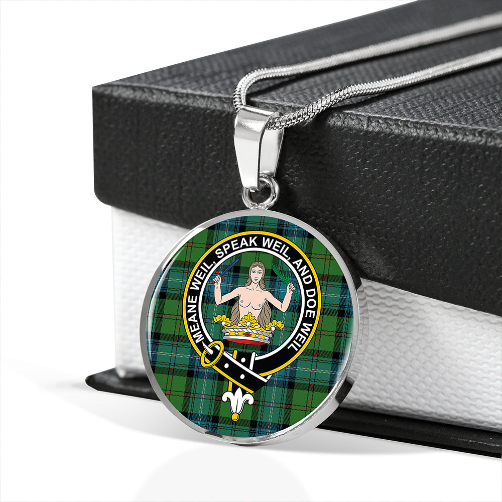 Scottish Tartan Urquhart White Lines (Urquhart Ancient) Ancient Clan Circle Necklace Classic Style