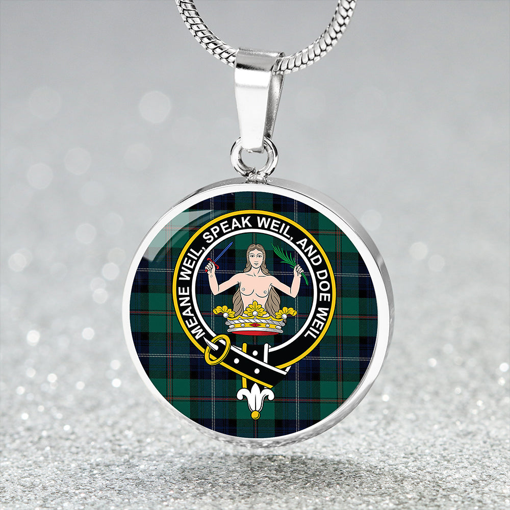 Scottish Tartan Urquhart White Lines (Urquhart Ancient) Modern Clan Circle Necklace Classic Style