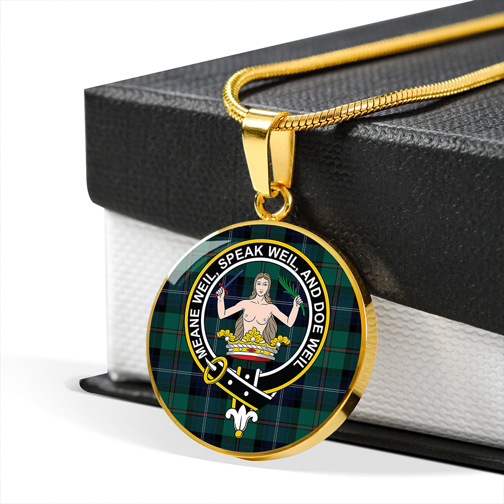 Scottish Tartan Urquhart White Lines (Urquhart Ancient) Modern Clan Circle Necklace Classic Style