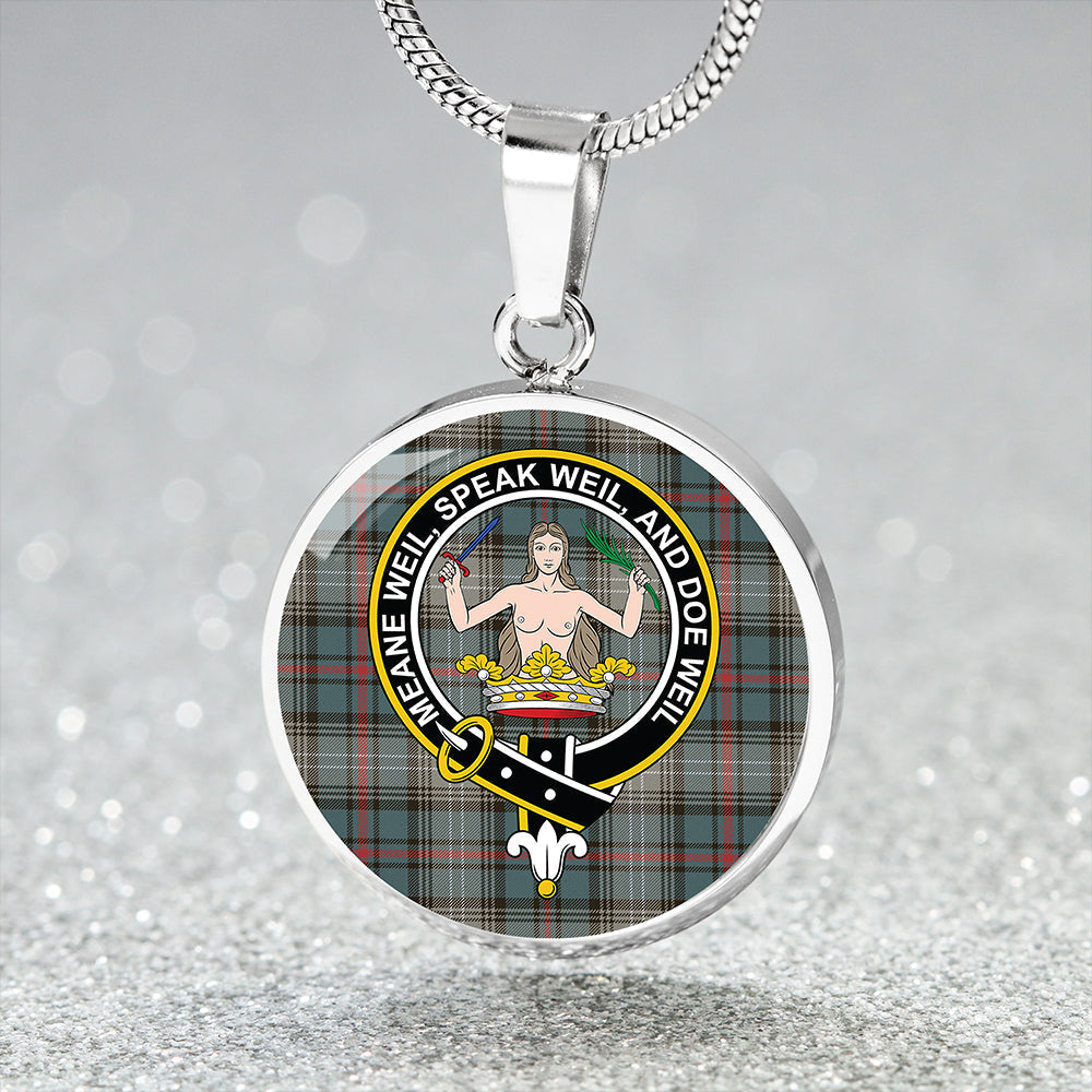 Scottish Tartan Urquhart #2 Weathered Clan Circle Necklace Classic Style