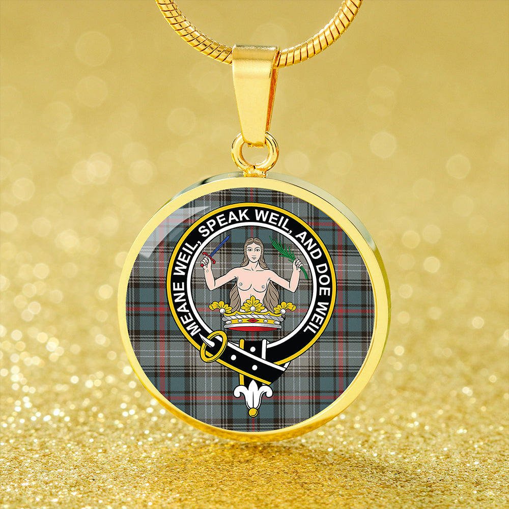 Scottish Tartan Urquhart #2 Weathered Clan Circle Necklace Classic Style
