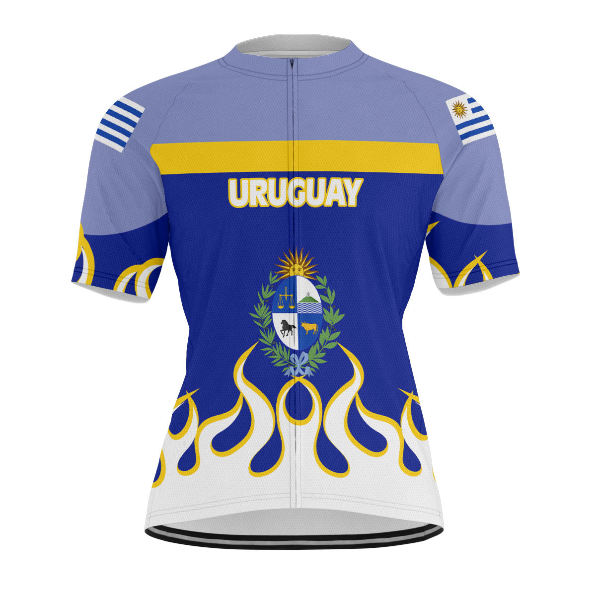 Uruguay Men's Cycling Jersey Flag & Coat Of Arms Fire Hockey Style