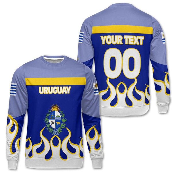 Uruguay Sweatshirt Flag & Coat Of Arms Fire Hockey Style