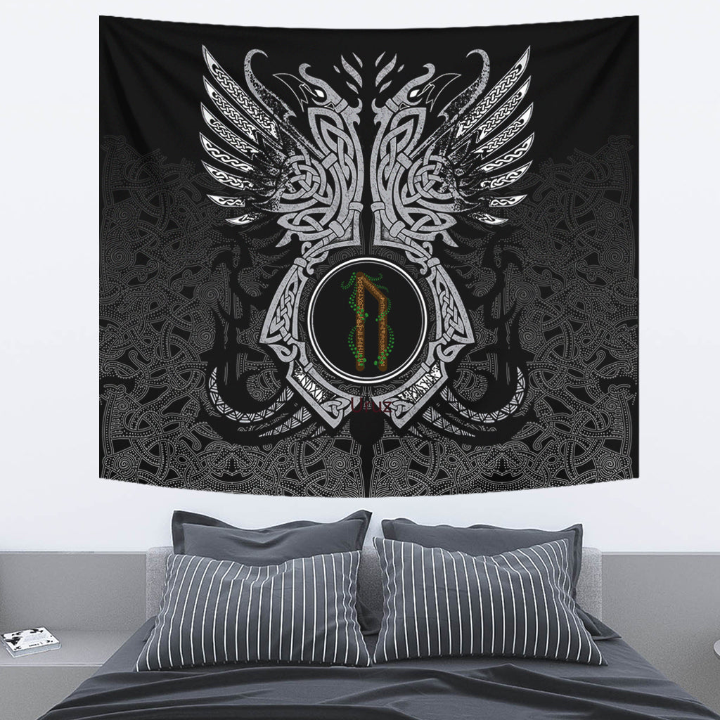 Viking Tapestry Uruz Rune Raven Tattoo