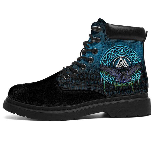 Viking All Season Boots Valhalla Norse Mythology Raven Black Crow Viking Cyan