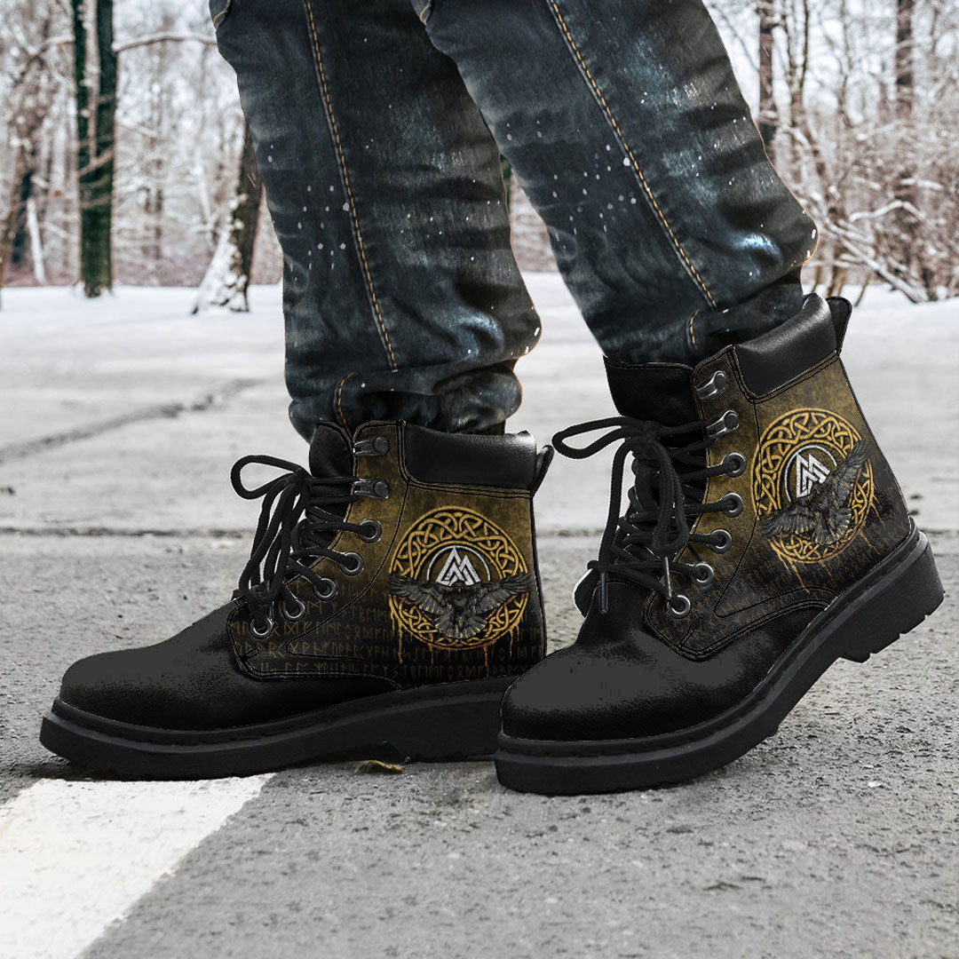 Viking All Season Boots Valhalla Norse Mythology Raven Black Crow Viking