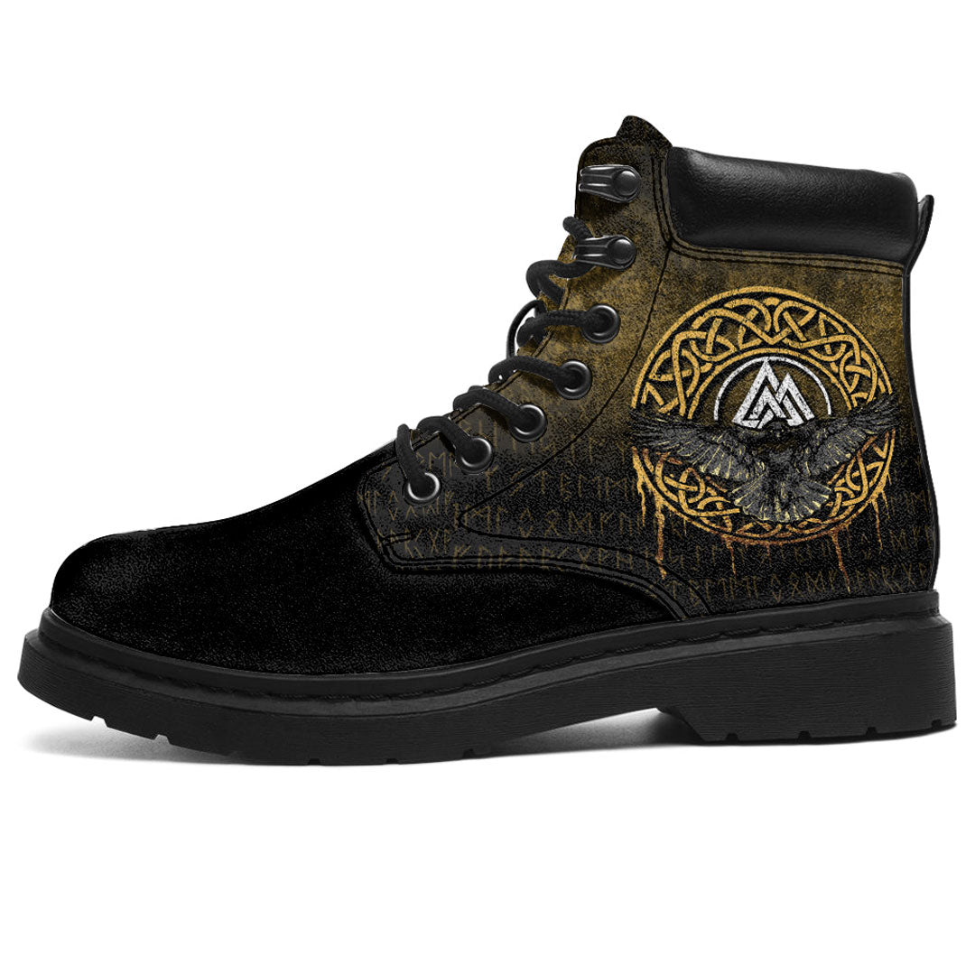 Viking All Season Boots Valhalla Norse Mythology Raven Black Crow Viking